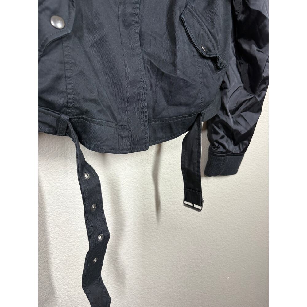 Paige Medium Sheryl Bomber Moto Jacket Black Full Zip Cotton Tencel Blend Pocket - Picture 8 of 11